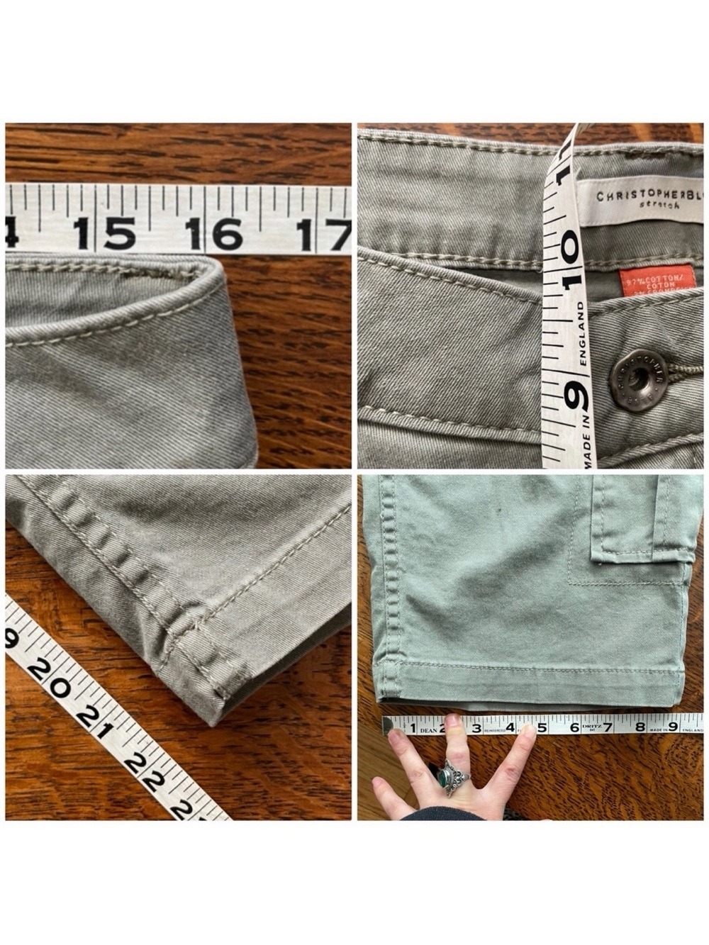 NWT Christopher Blue ZENN Cargo Cropped Pants Size 10 Green Mid Rise RIC Stretch - Picture 10 of 10